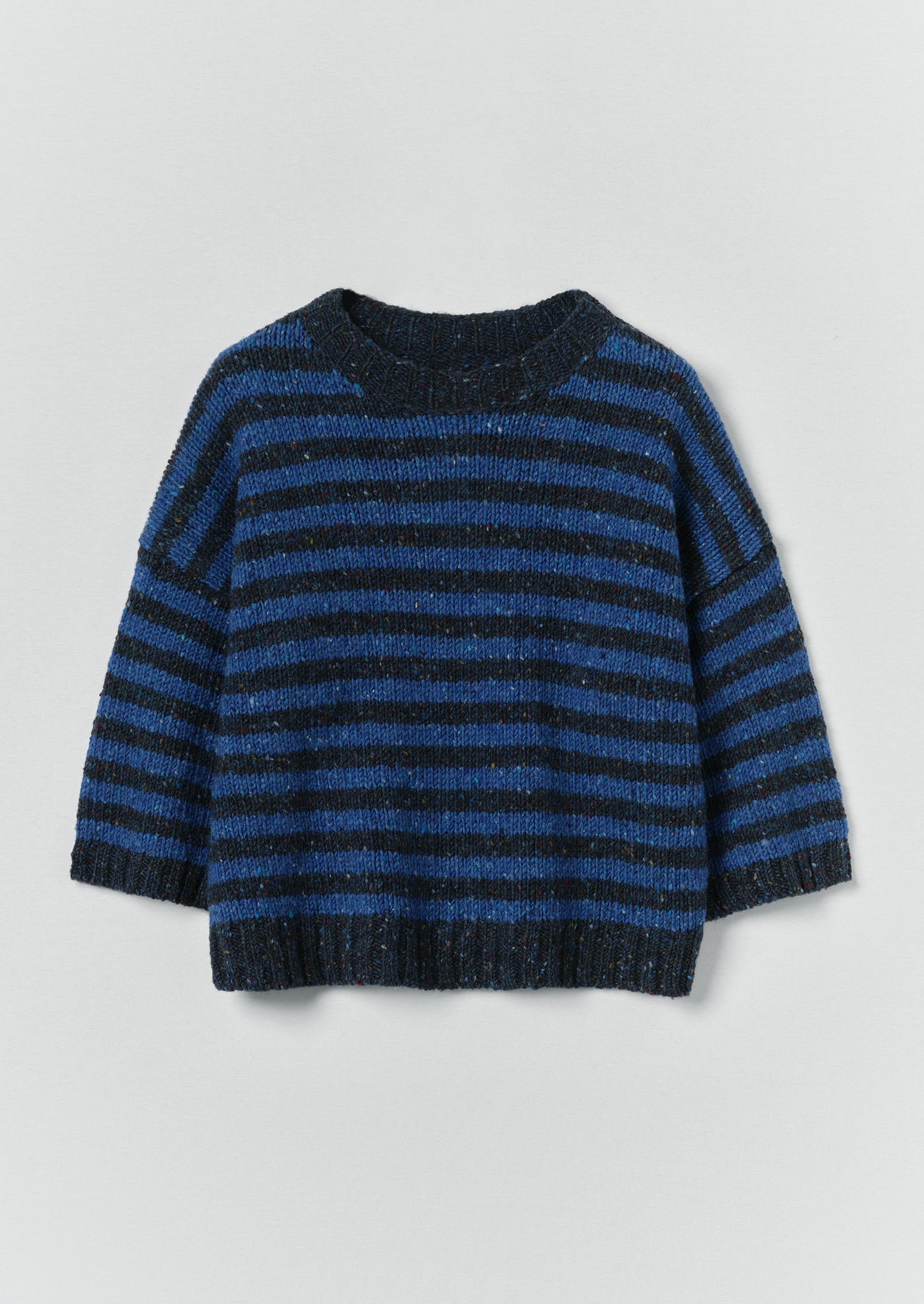 Donegal Stripe Short Sleeve Sweater | Midnight/Neptune Blue | TOAST