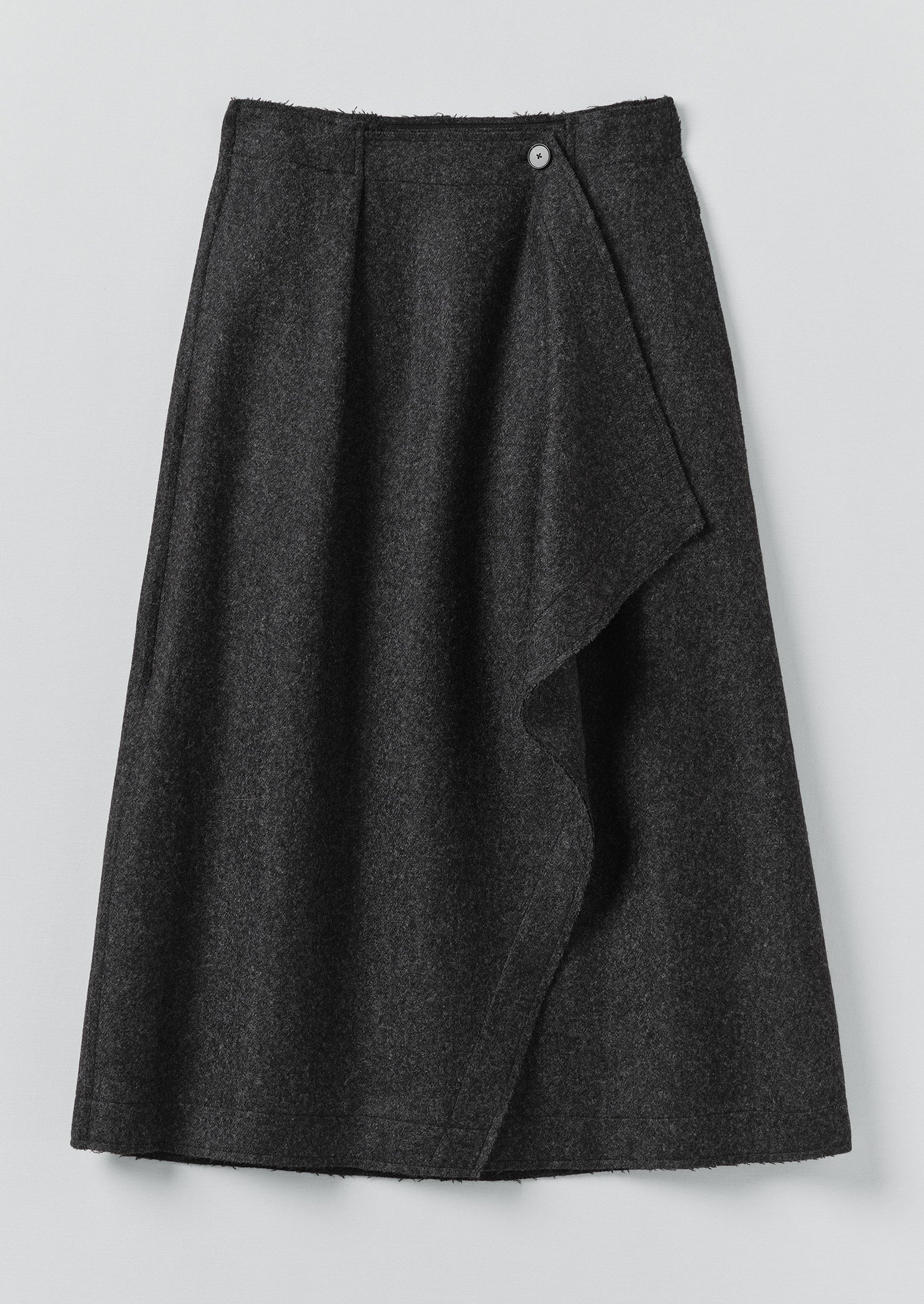 Boiled Wool Twill Wrap Skirt | Charcoal | TOAST