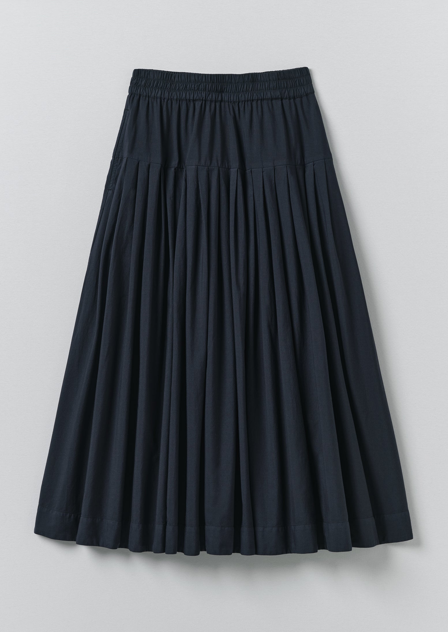 スカート COTTON PLEATED MIDI SKIRT STRIPE_PINK Pleated Raised Stripe Cotton Skirt | Slate | TOAST