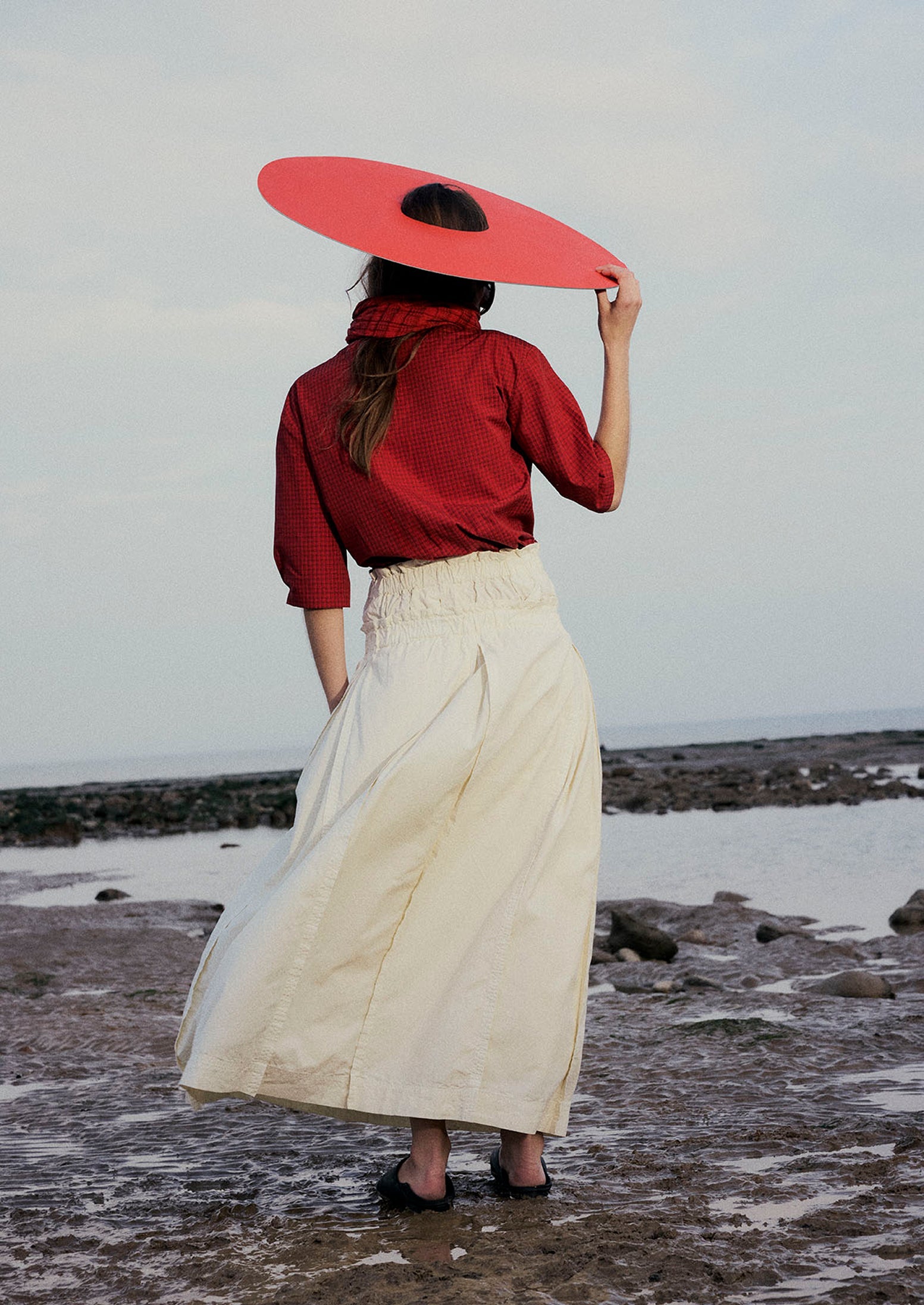 スカート saltyandsea Rolla Linenflareskirt Moca Cotton Linen Poplin Box Pleat Skirt | Ecru | TOAST