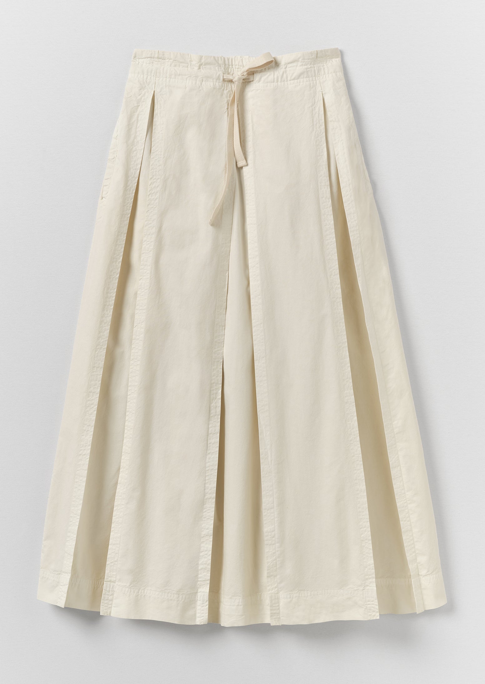 Cotton Linen Poplin Box Pleat Skirt | Ecru | TOAST