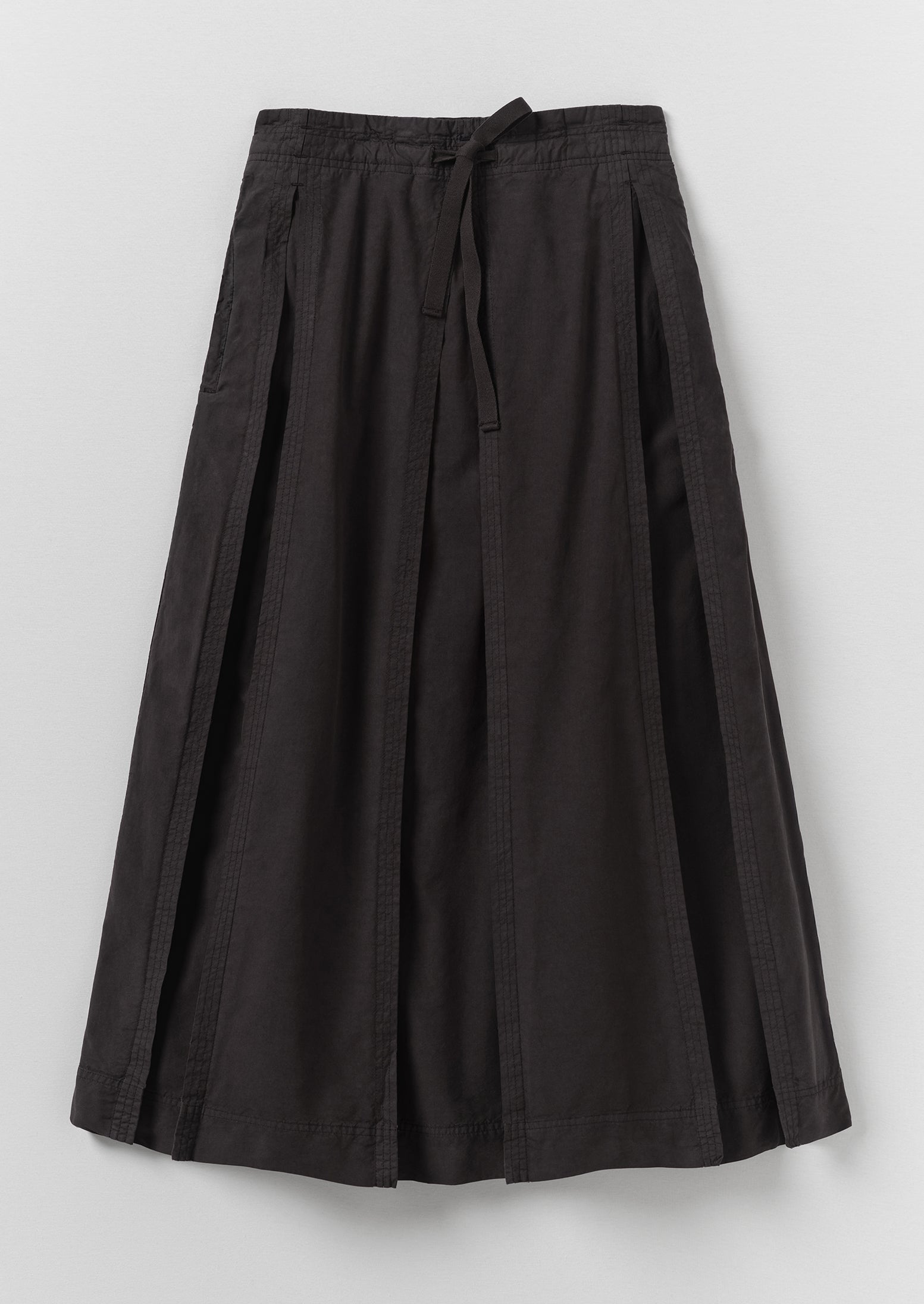 Cotton Linen Poplin Box Pleat Skirt | Slate | TOAST