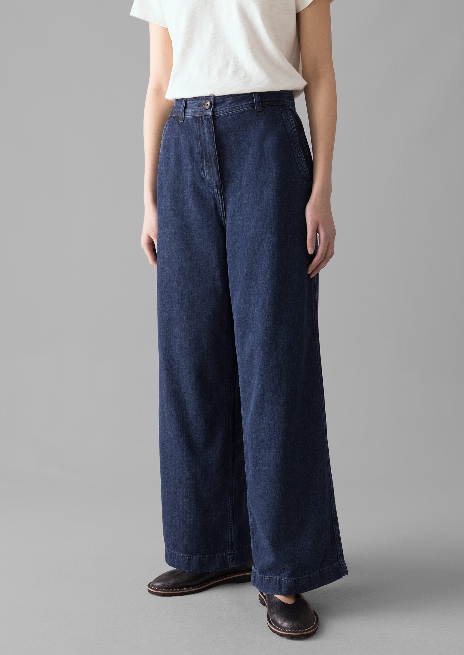 Seren Flat Front Indigo Denim Pants | Indigo | TOAST