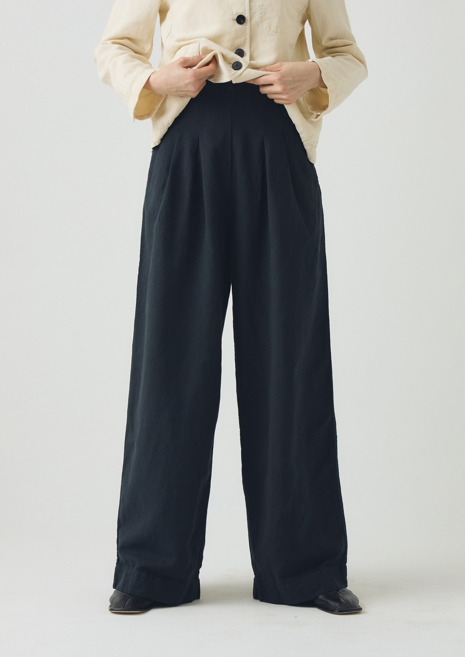 Corinne Cotton Linen Wide Leg Pants | Slate Navy | TOAST