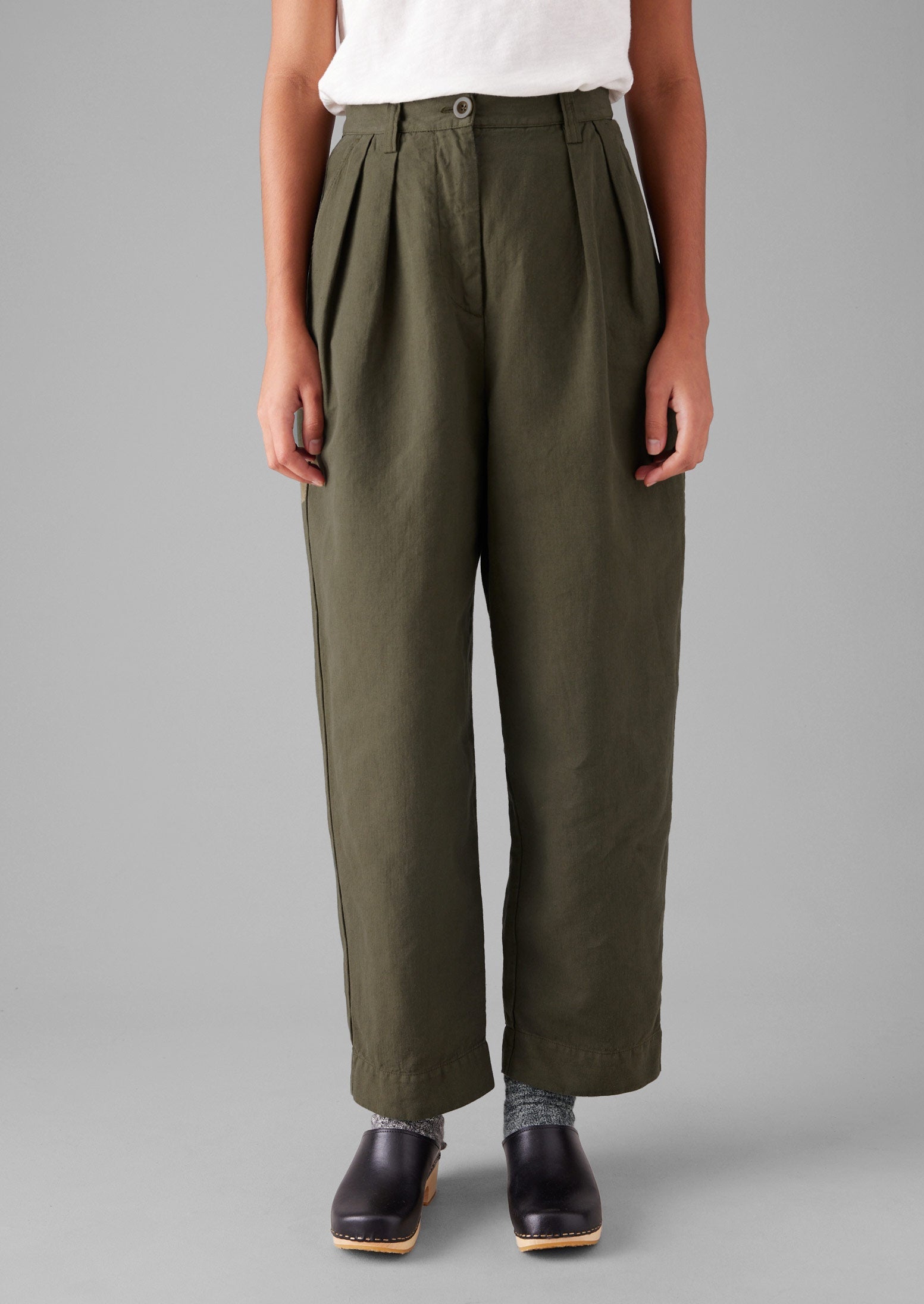 Cotton Linen Herringbone Pants | Sap Green | TOAST