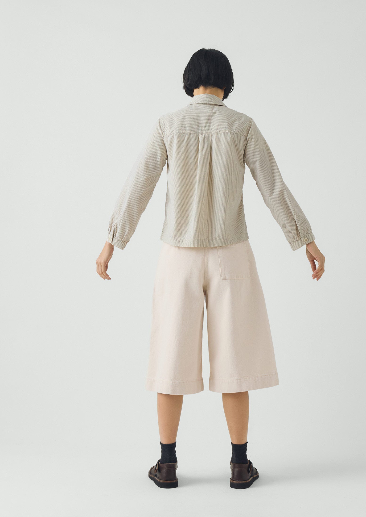 Pleated Denim Shorts | Ecru | TOAST