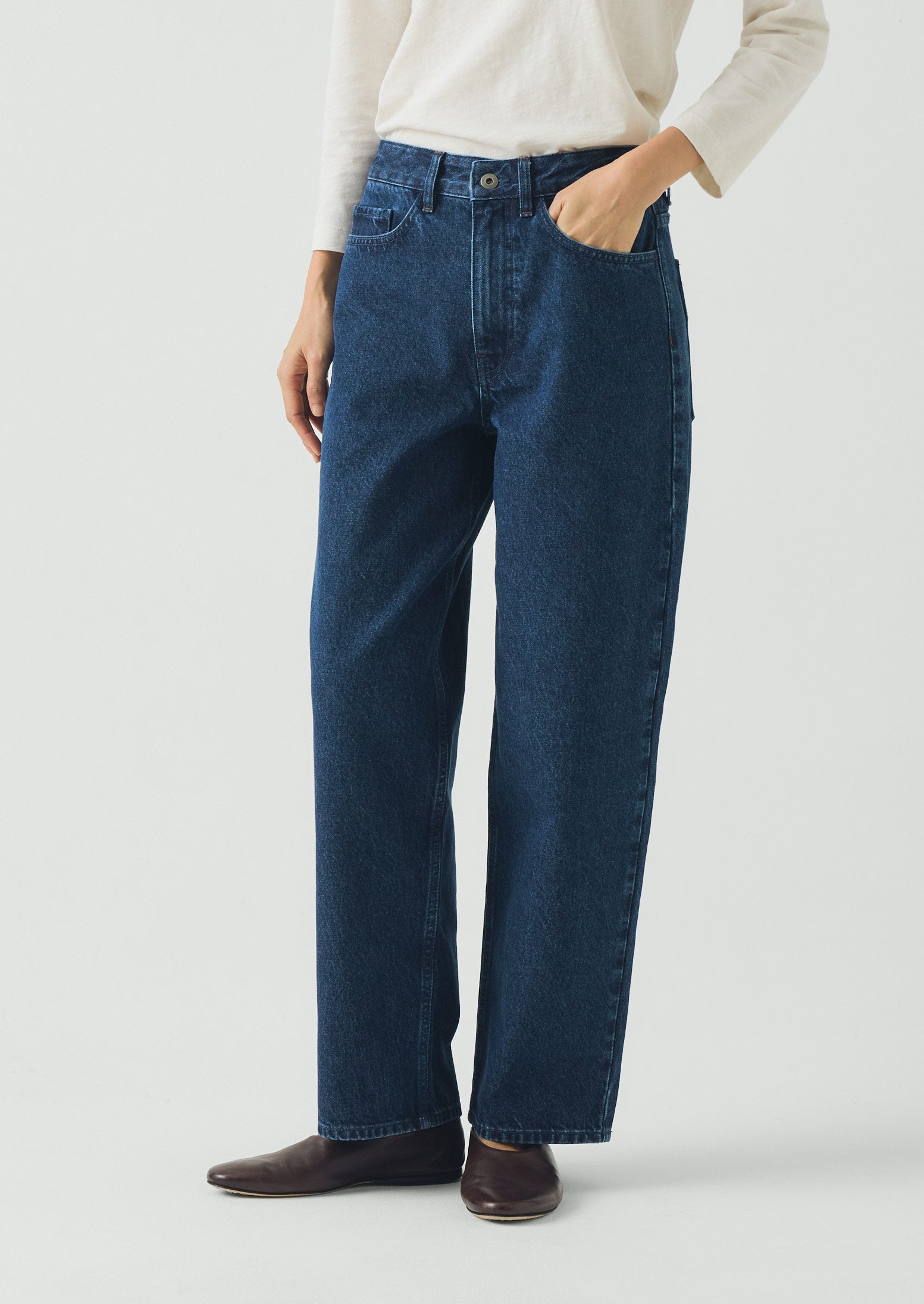 24SS Trousers Cotton Denim Indigo XL 美品 Tapered Indigo Denim Pants | Mid Blue | TOAST
