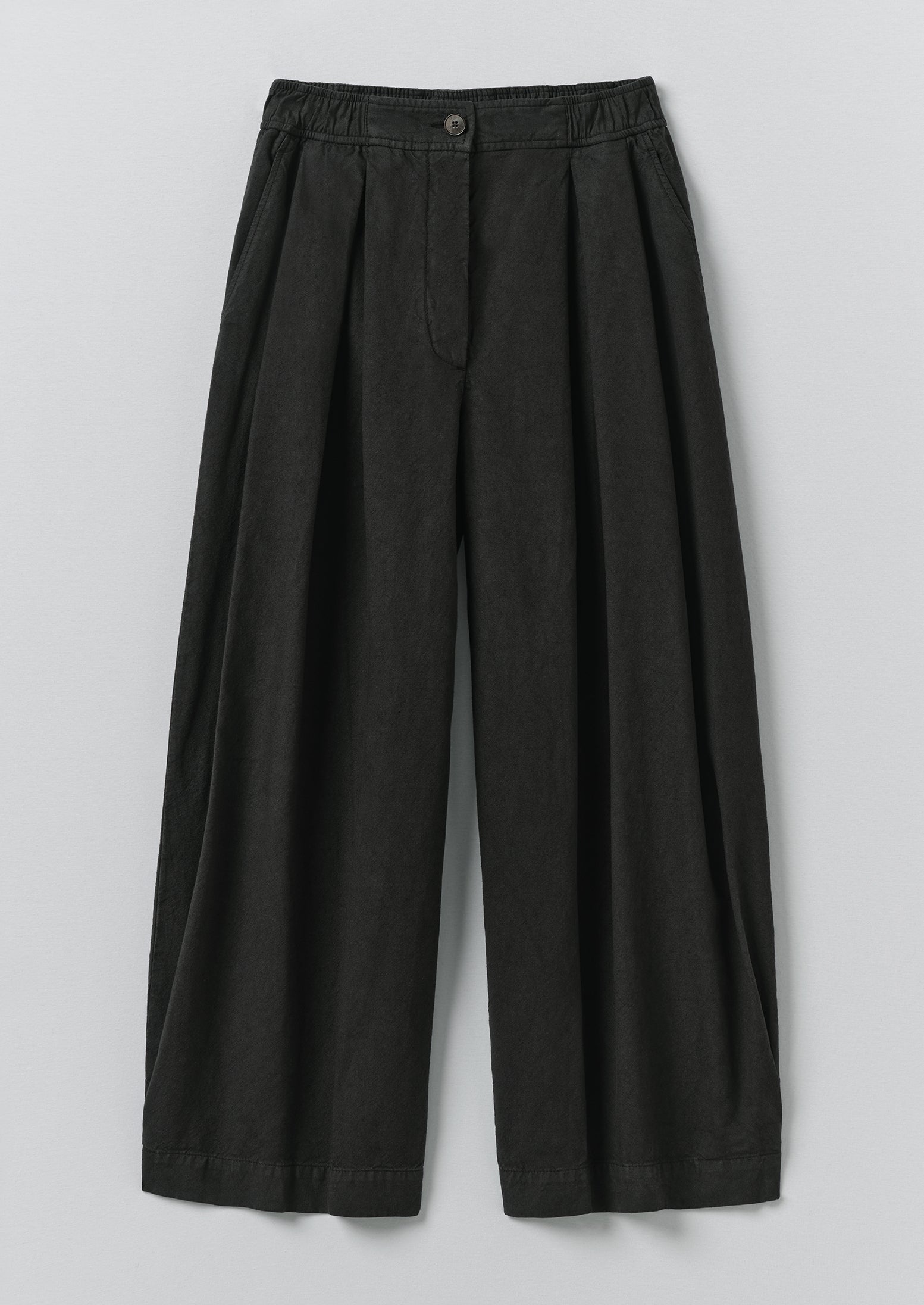 Carys Cotton Linen Canvas Wide Leg Pants | Soft Black | TOAST