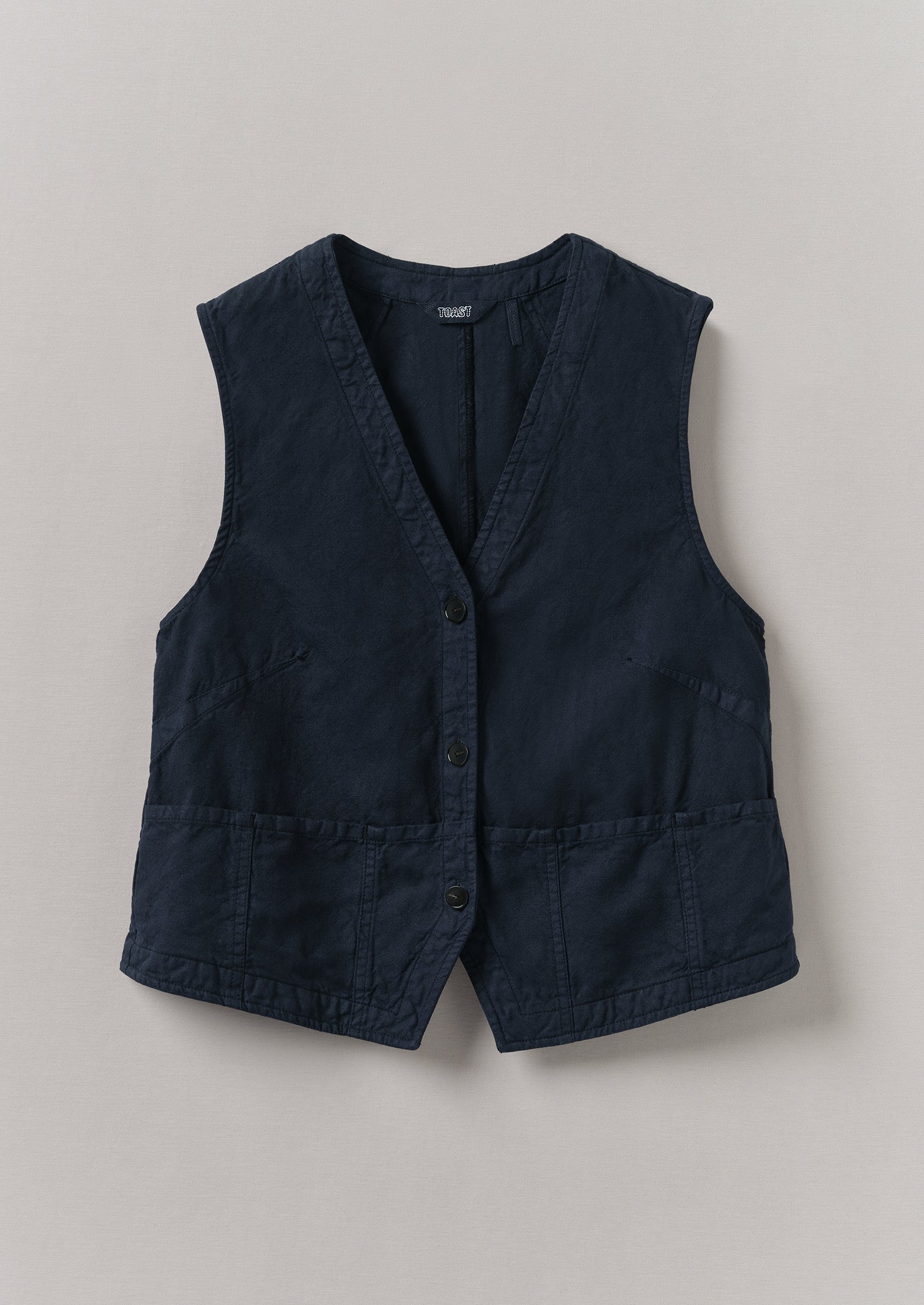 Cotton Linen Canvas Waistcoat Top | Anthracite | TOAST