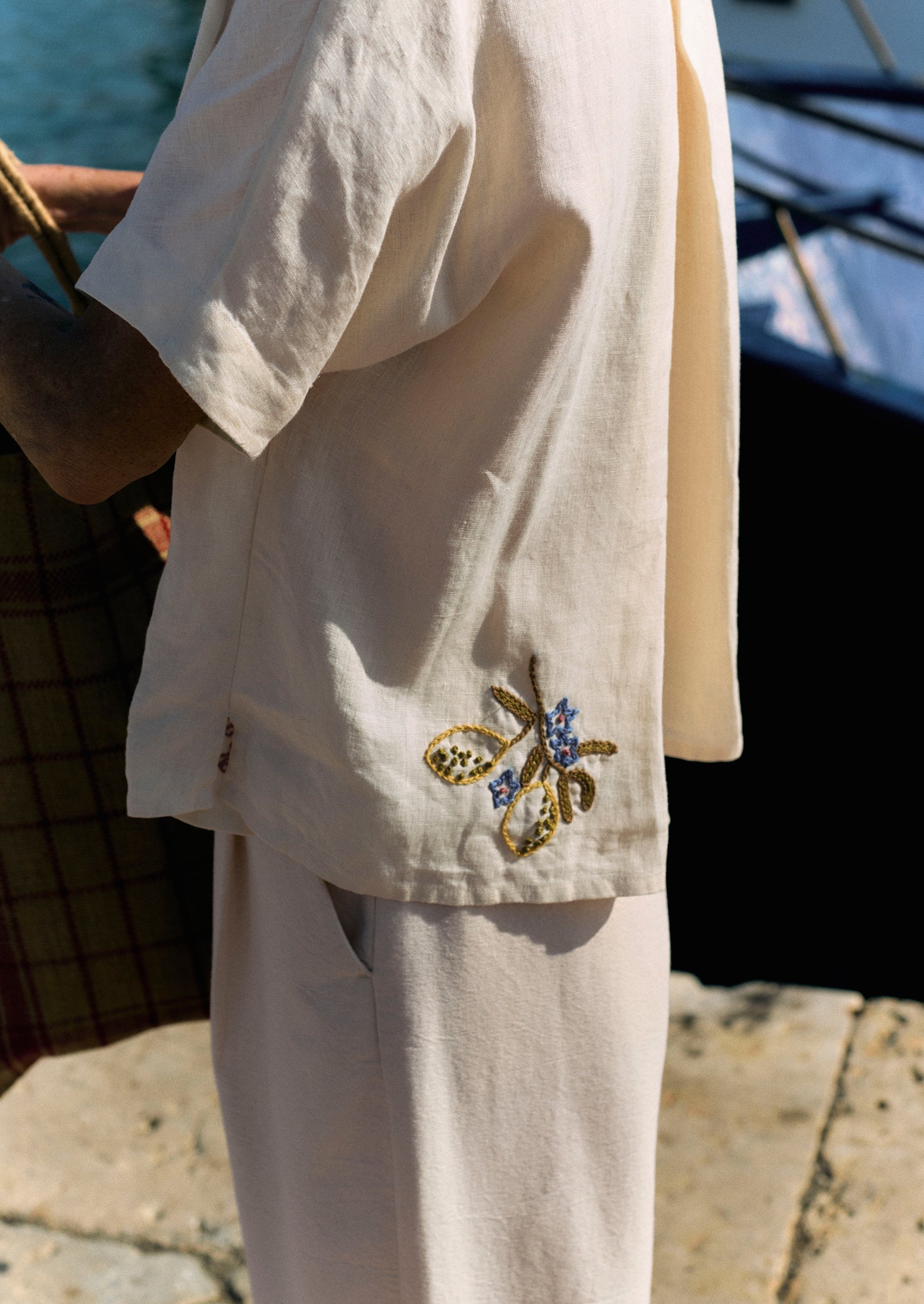 Embroidered Al Fresco Linen Shirt | Lemon Posset | TOAST