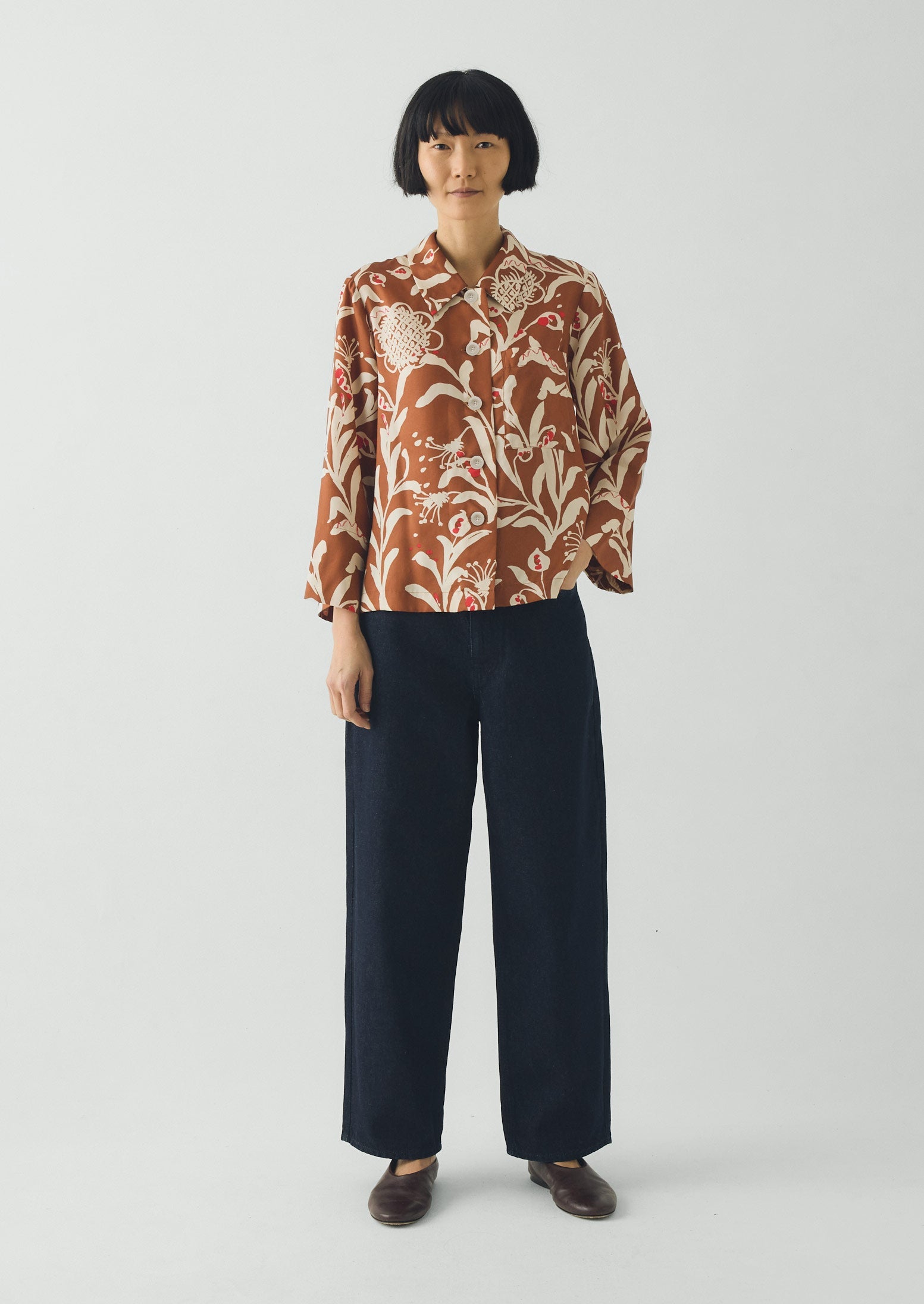 Crockery Print Boxy Shirt | Cinnamon | TOAST
