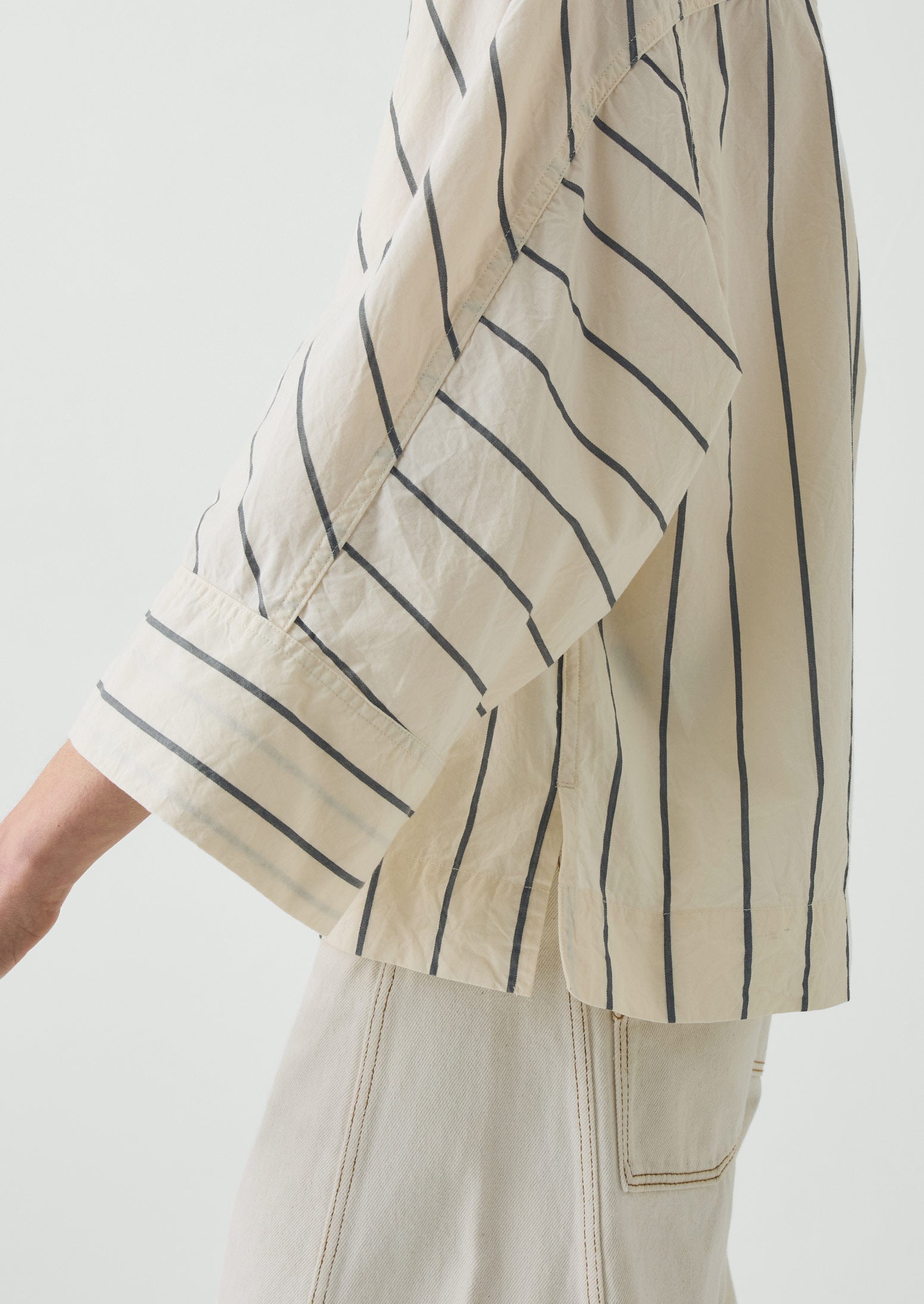Garland Stripe Cotton Smock Top | Ecru/Charcoal | TOAST