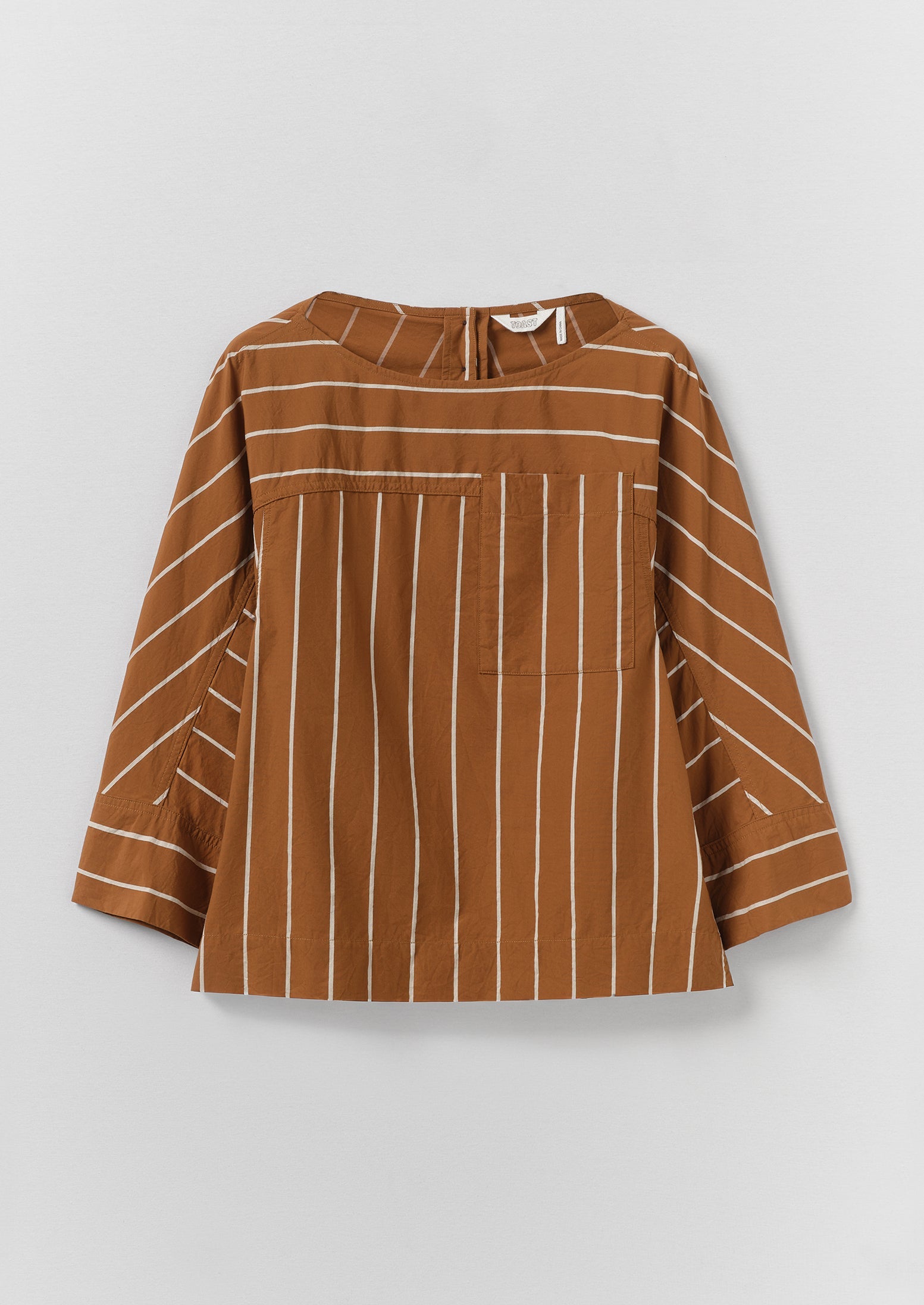 トップス genre / PTT SMOCK (STRIPE) Garland Stripe Cotton Smock Top | Copper/Ecru | TOAST
