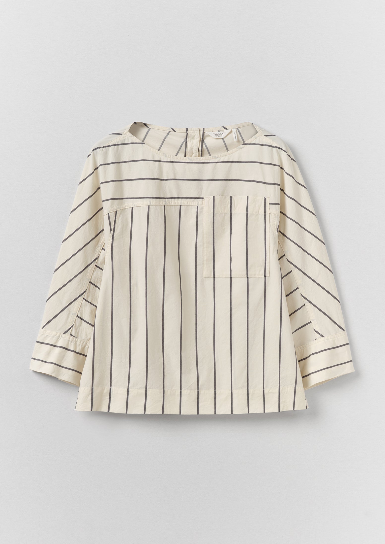 トップス genre / PTT SMOCK (STRIPE) Garland Stripe Cotton Smock Top | Ecru/Charcoal | TOAST