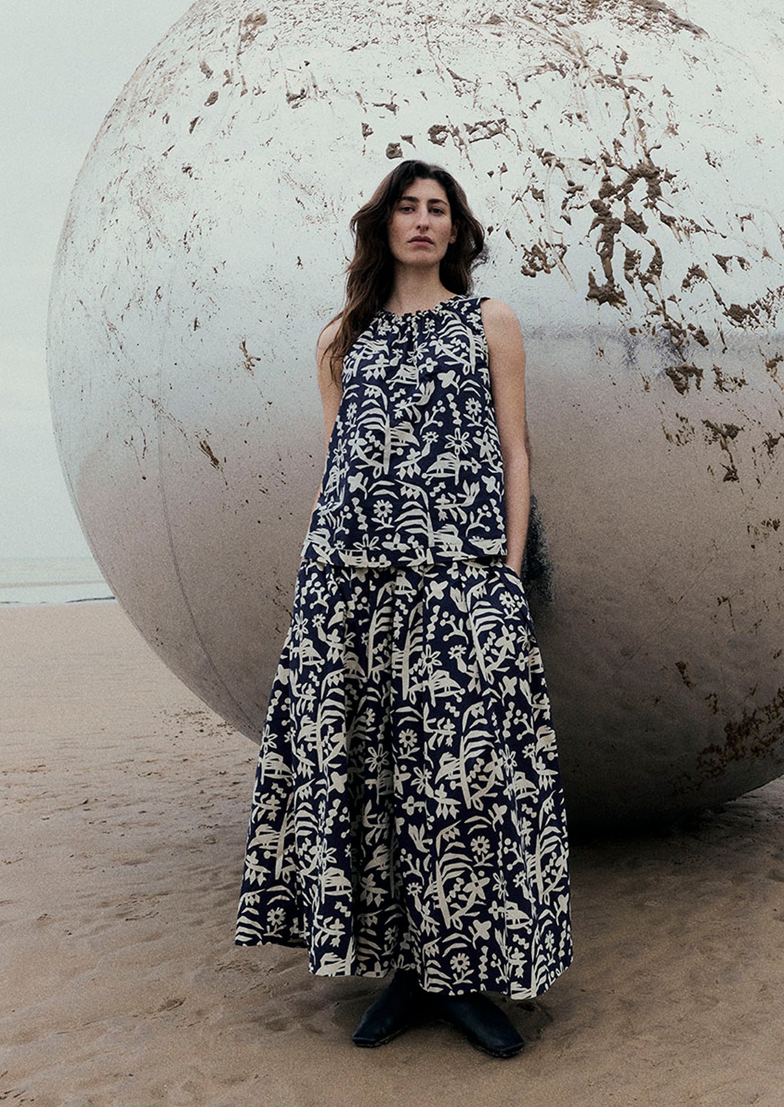 Emma Carlow Cut Out Print Sleeveless Top | Indigo Blue | TOAST