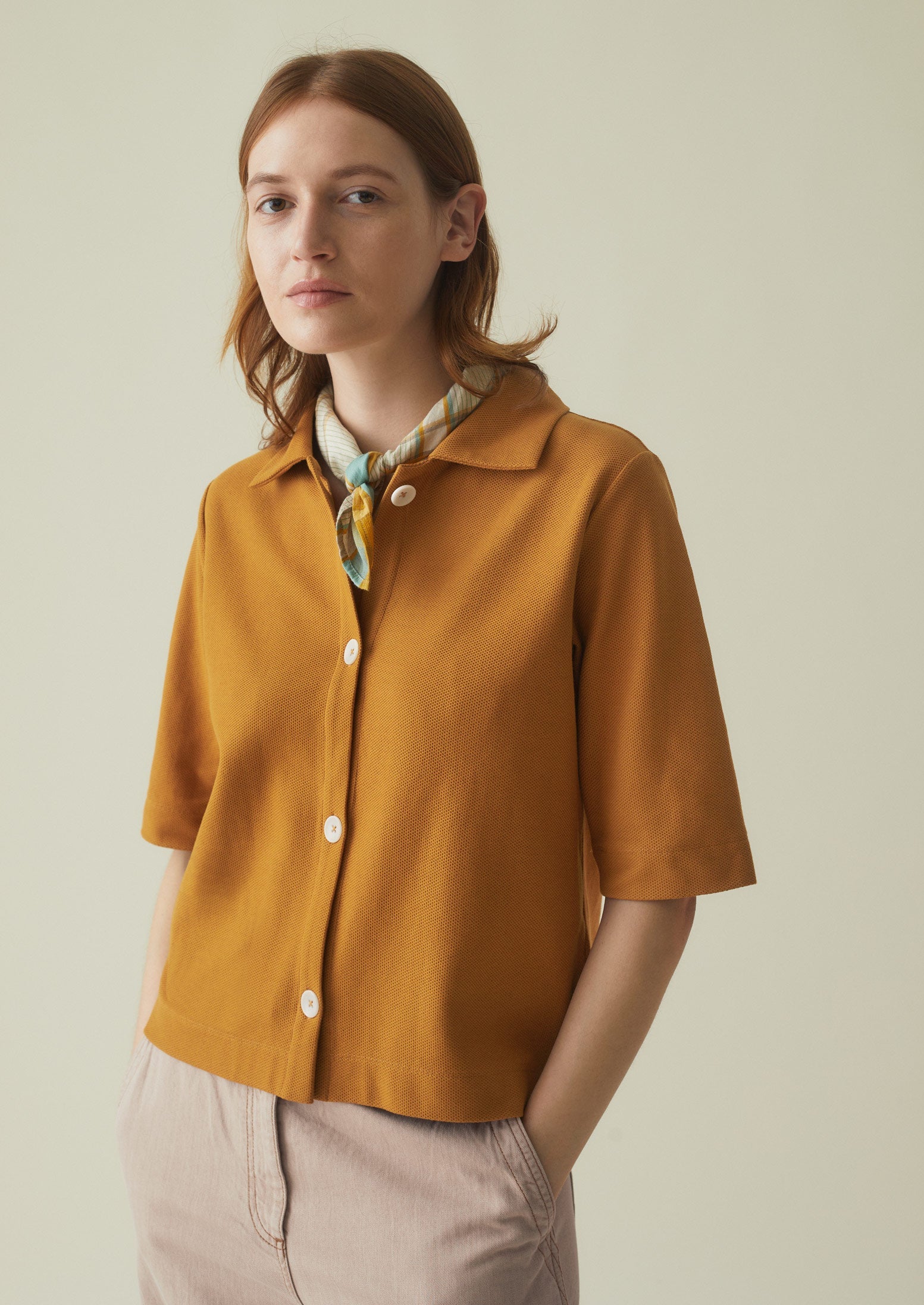 Organic Cotton Pique Shirt, Dhal