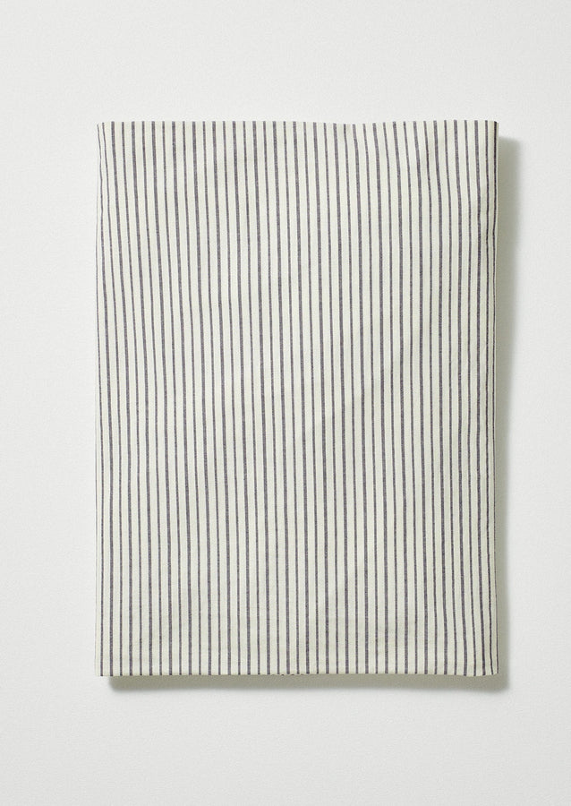 Organic Cotton Pajama Stripe Fitted Sheet | Navy/Ecru