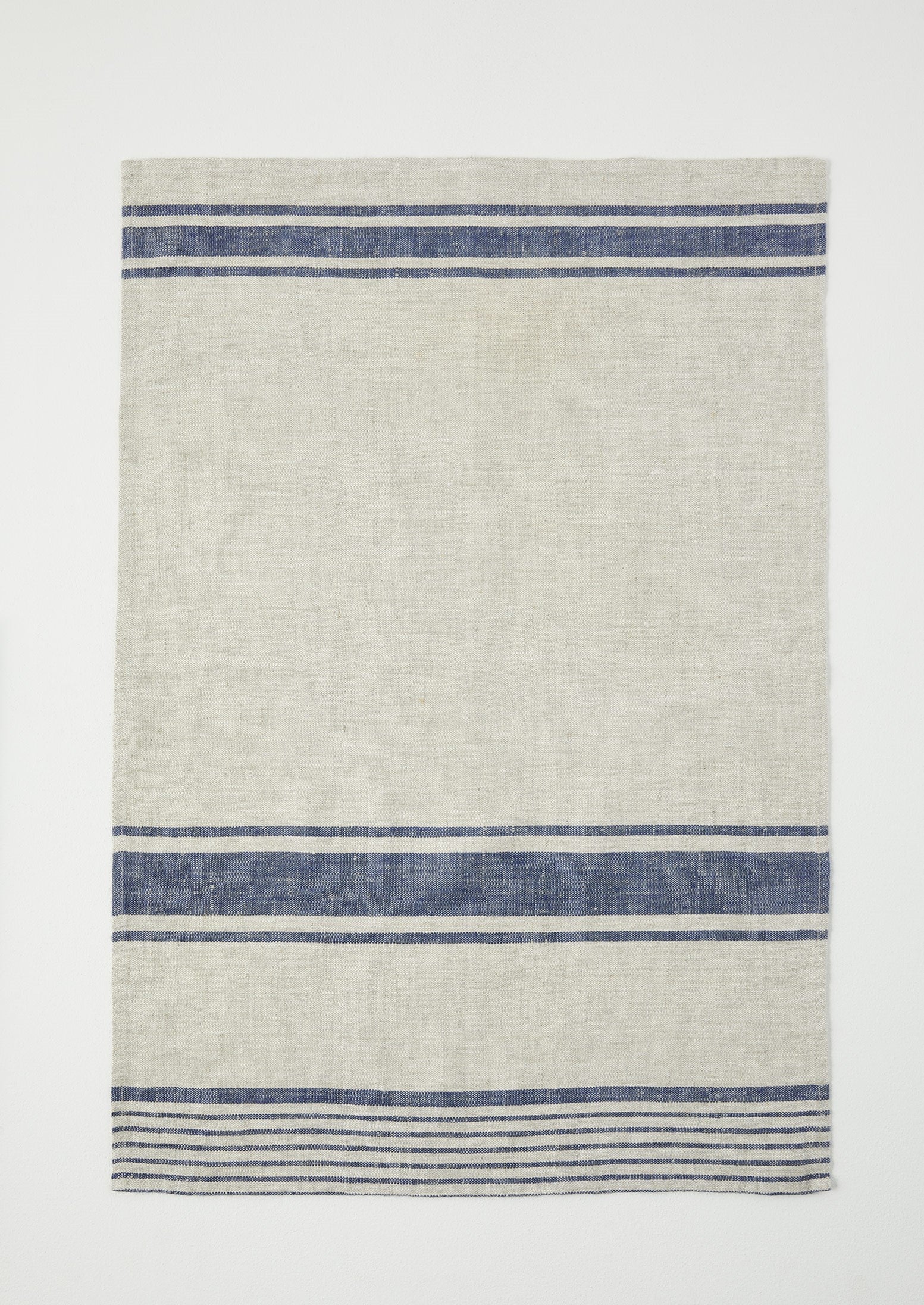 Irregular Stripe Linen Tea Towel - Natural/Blue