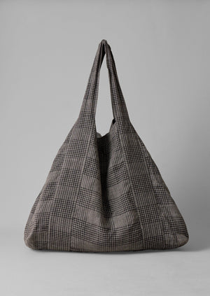 Etched Check Linen Bag | Slate