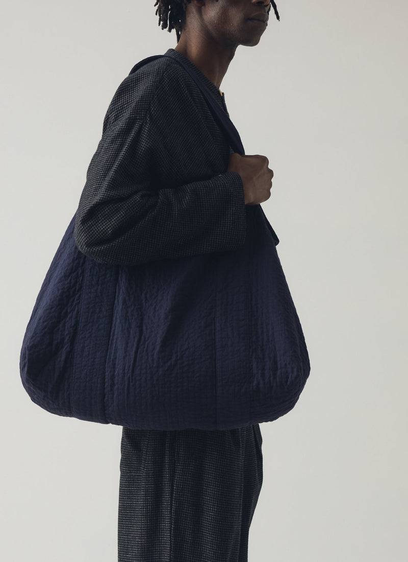 Quilted Cotton Lounge Bag | Indigo Blue