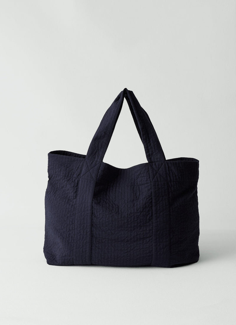 Quilted Cotton Lounge Bag | Indigo Blue