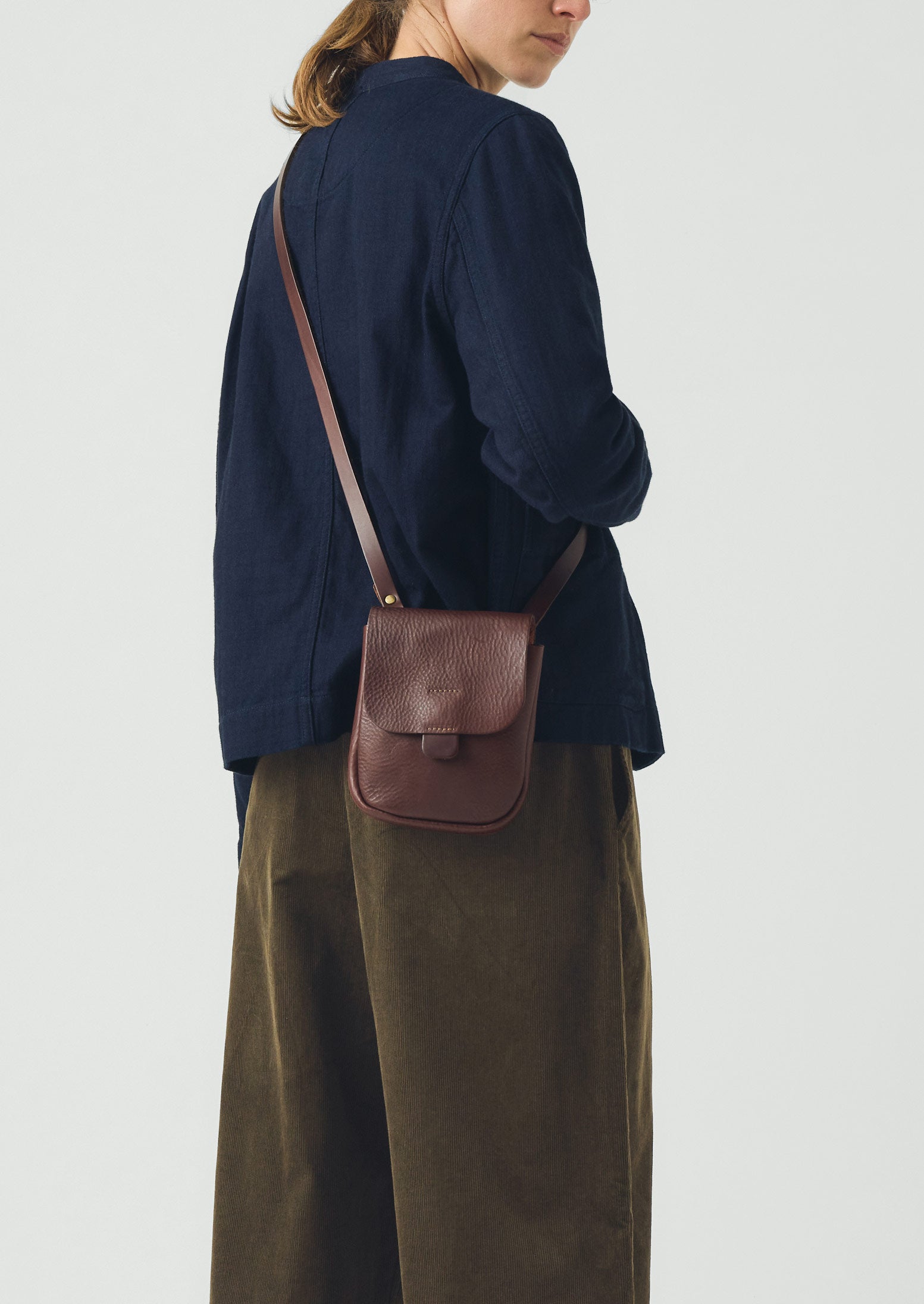 Kate Sheridan Leather Half Orbed Tab Bag | Chestnut | TOAST