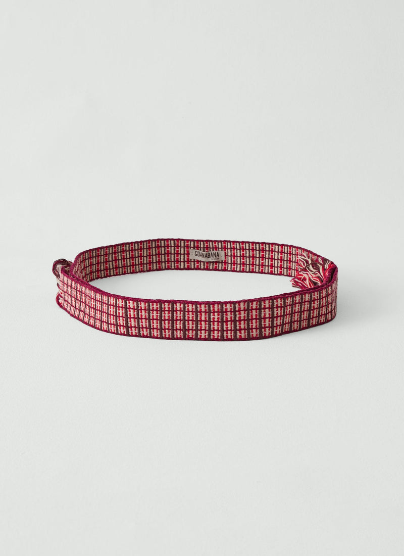 Guanabana Hand Woven Belt | Raspberry/Ecru