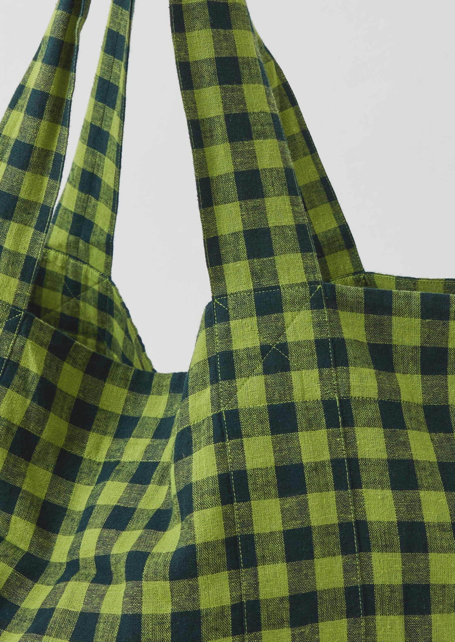 Linen Cotton Gingham Lounge Bag | Beetle Green | TOAST