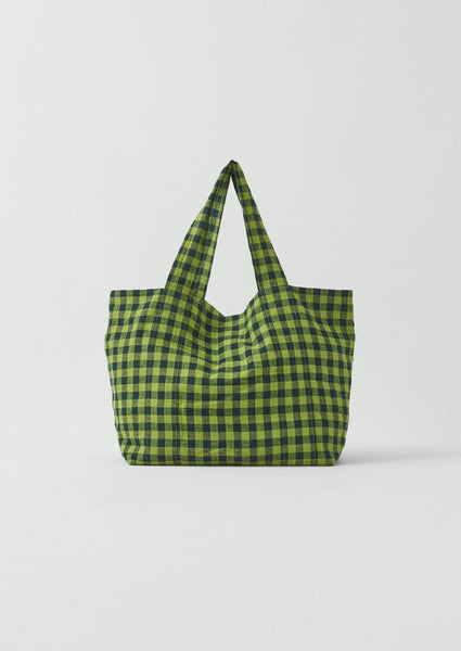 Linen Cotton Gingham Lounge Bag | Beetle Green | TOAST