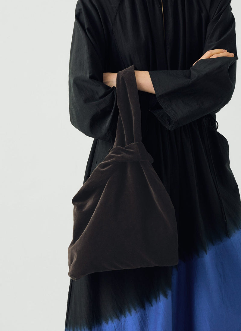 Cotton Velvet Knot Bag | Brown Slate