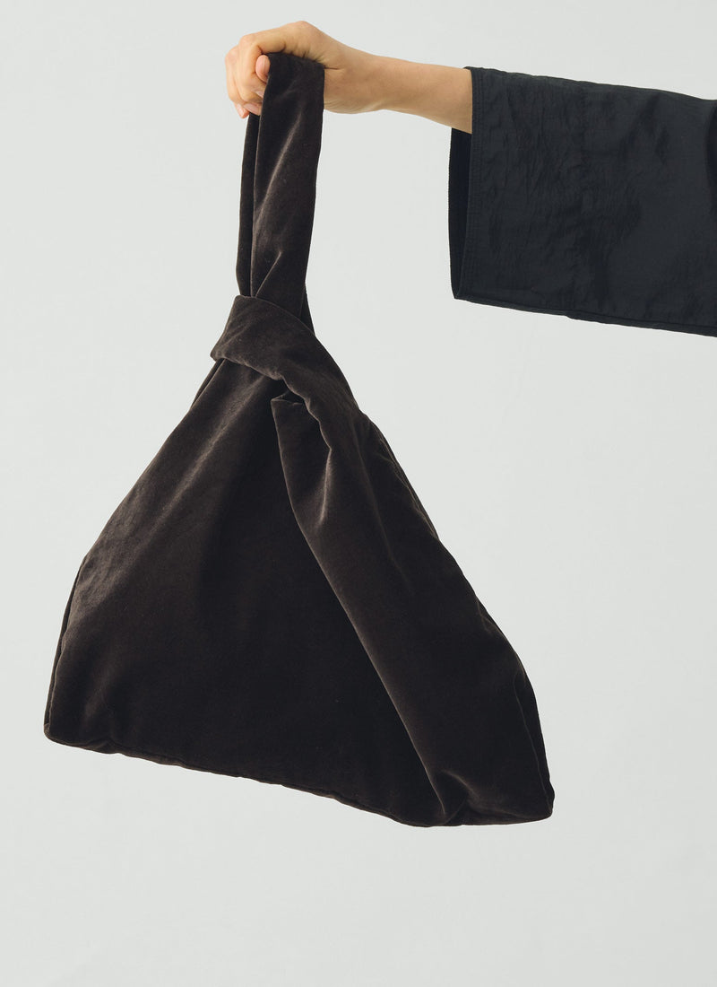 Cotton Velvet Knot Bag | Brown Slate