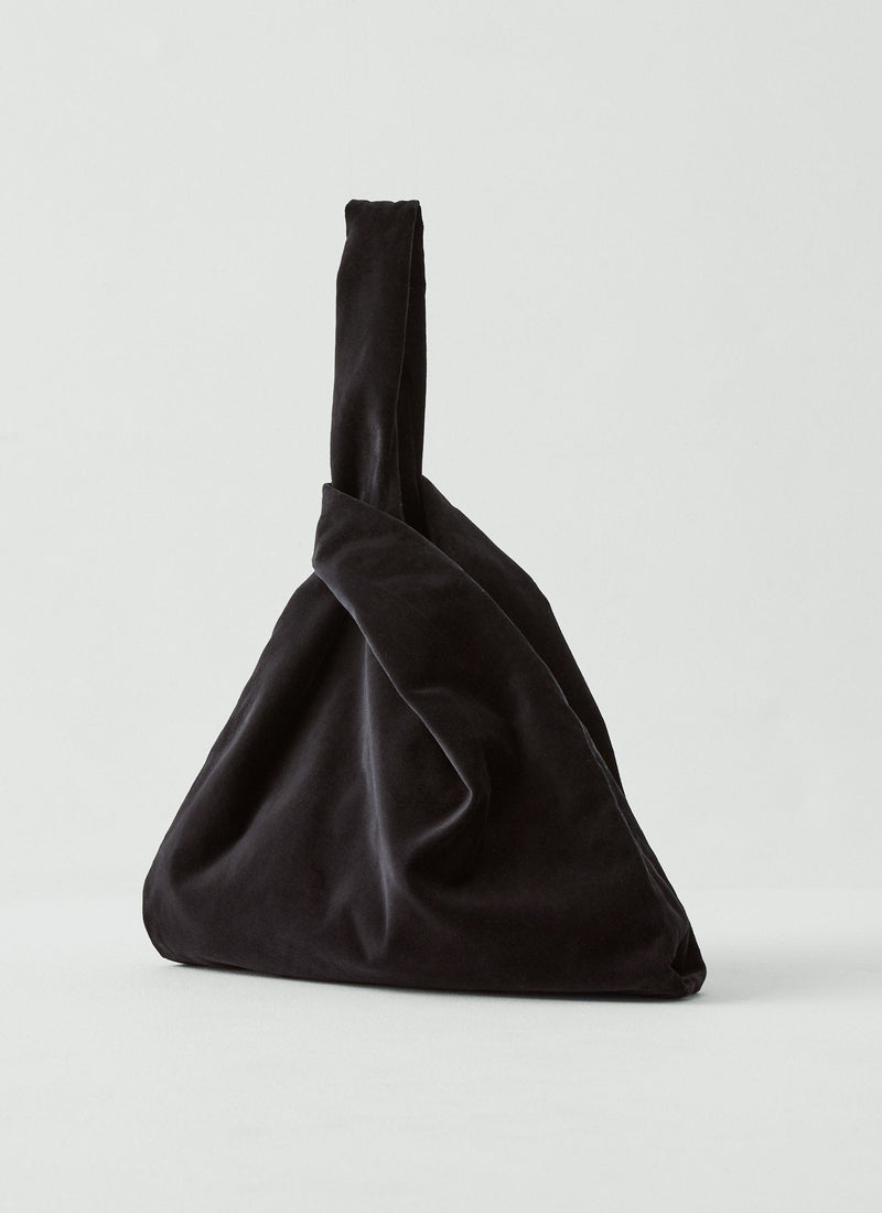 Cotton Velvet Knot Bag | Brown Slate