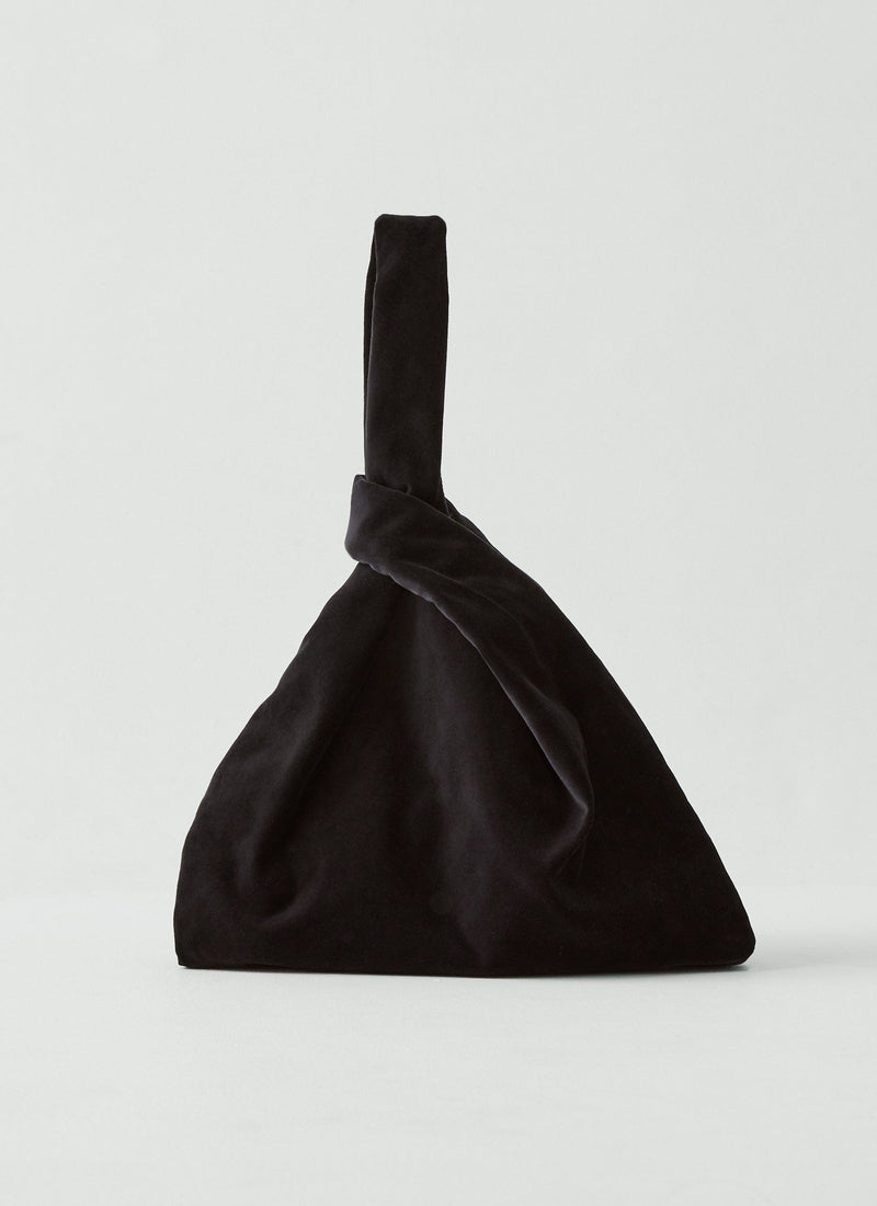 Cotton Velvet Knot Bag | Brown Slate
