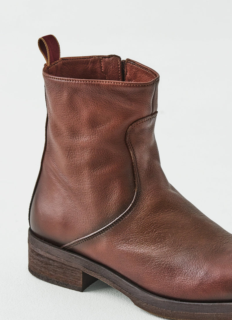Sturlini Mid Leather Square Toe Pull On Boots | Tobacco