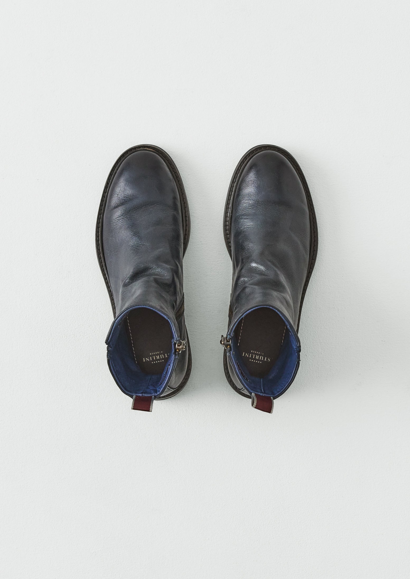 Sturlini Leather Zip Up Boots | Navy | TOAST