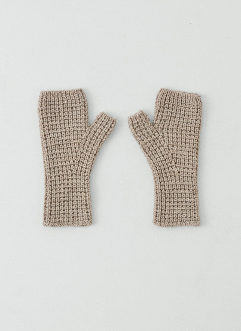 Waffle Stitch Fingerless Gloves | Biscuit