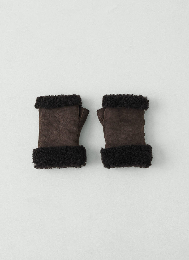 Owen Barry Sheepskin Mittens | Dark Brown