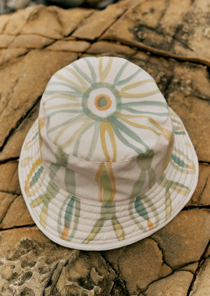 Romualda Hand Painted Reversible Bucket Hat | Ecru/Multi