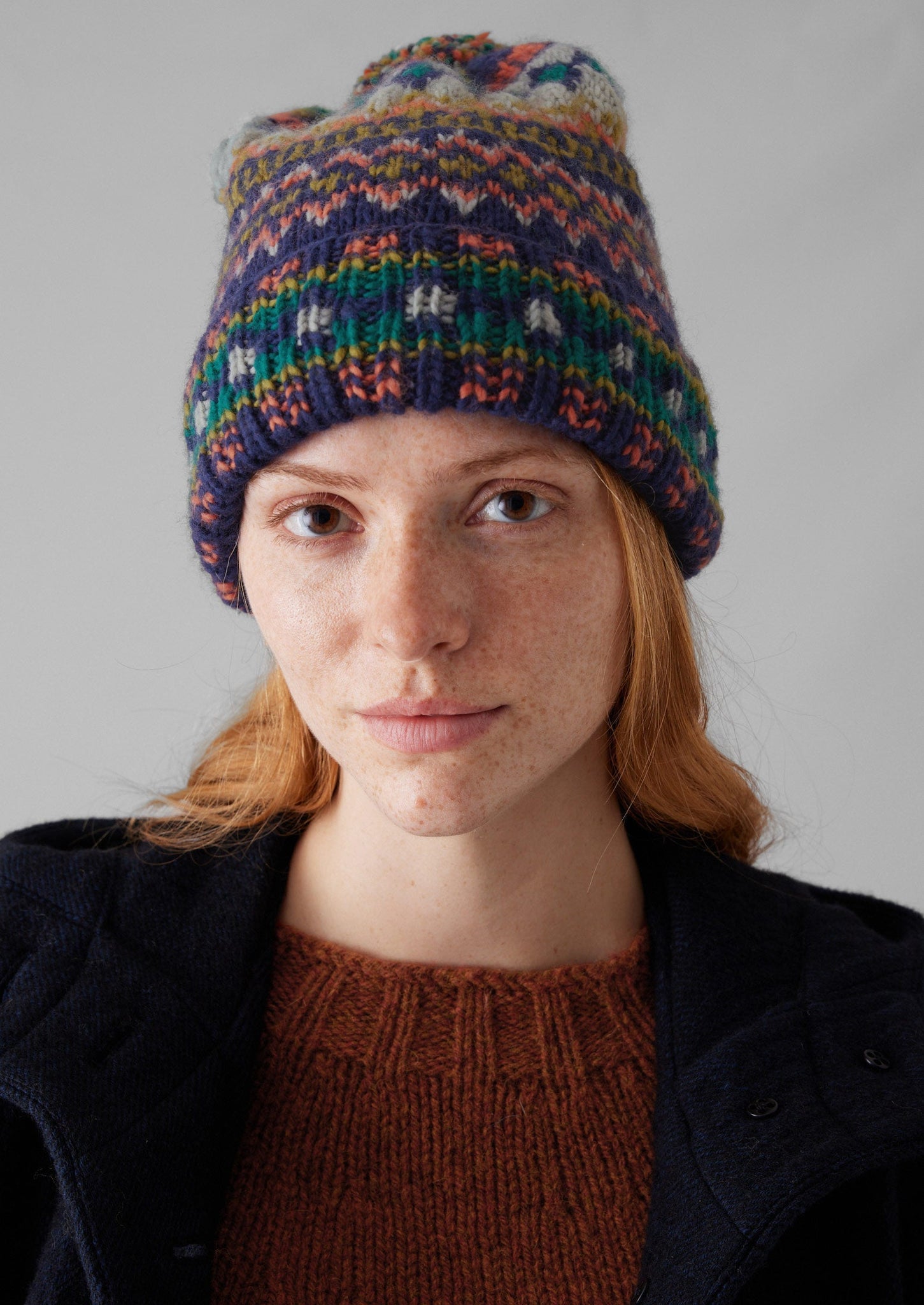 Chamula Hand Knit Hat Blue Multi TOAST