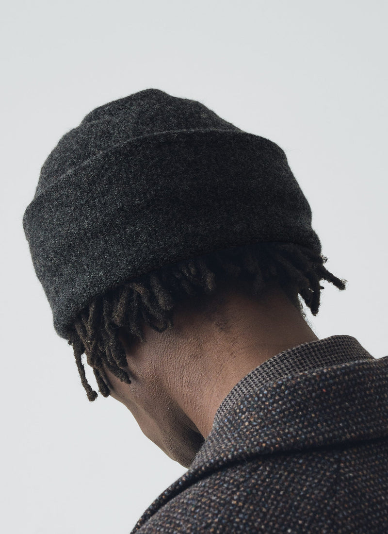 Washed Lambswool Beanie | Charcoal