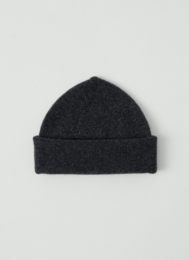 Washed Lambswool Beanie | Charcoal