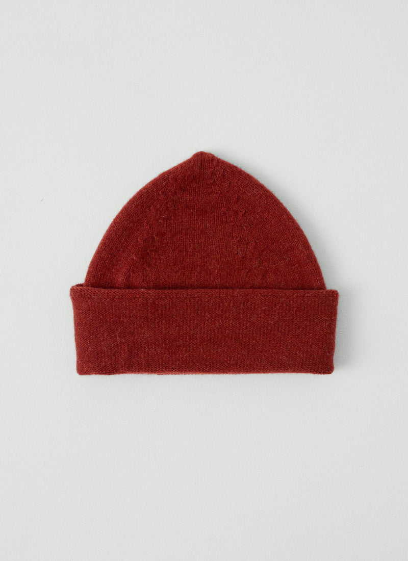 Washed Lambswool Beanie | Red Rock