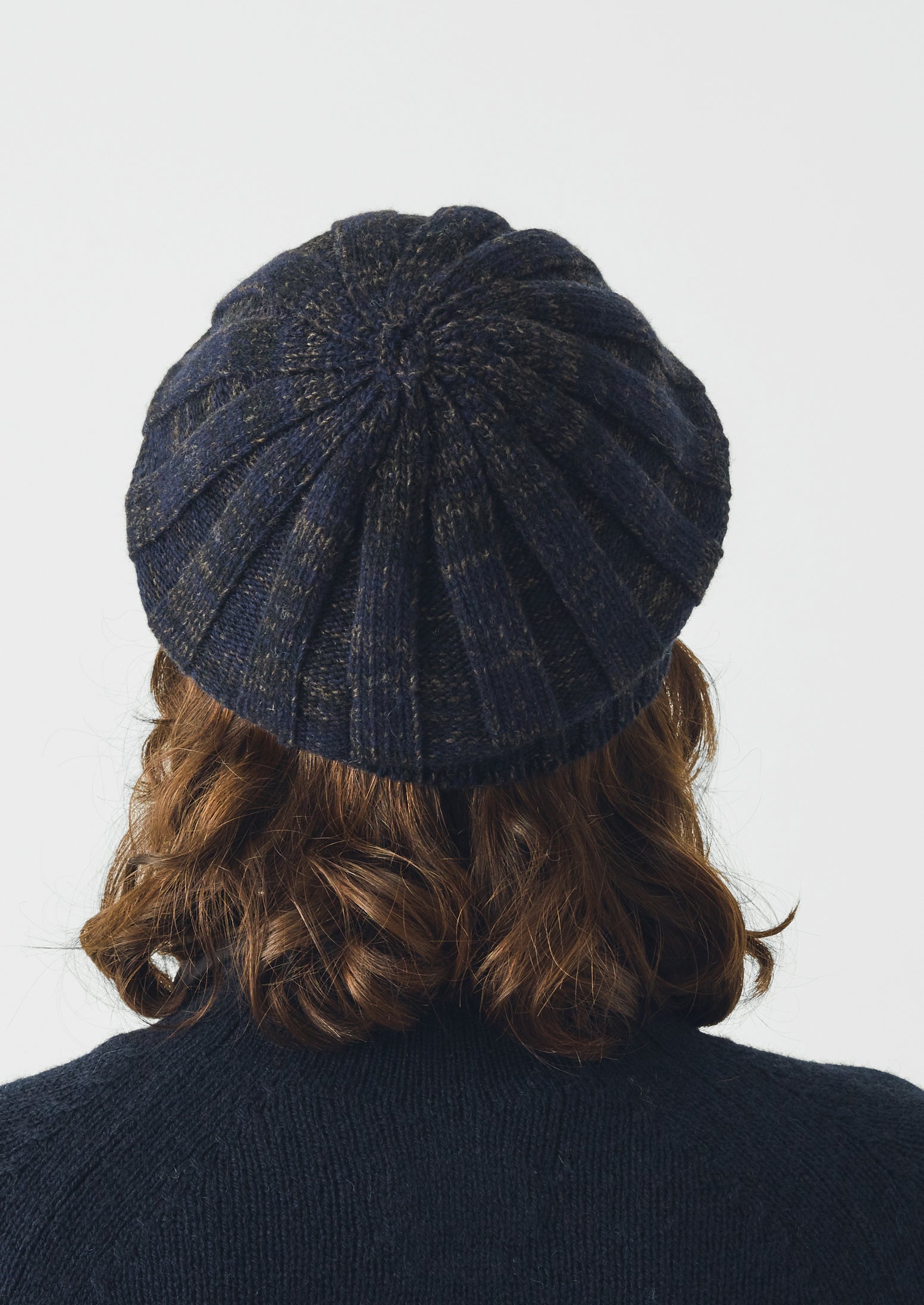 Marled Wool Rib Beret | Navy Marl | TOAST