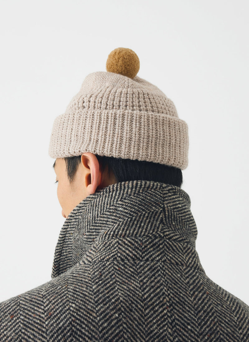 Waffle Stitch Wool Beanie | Biscuit