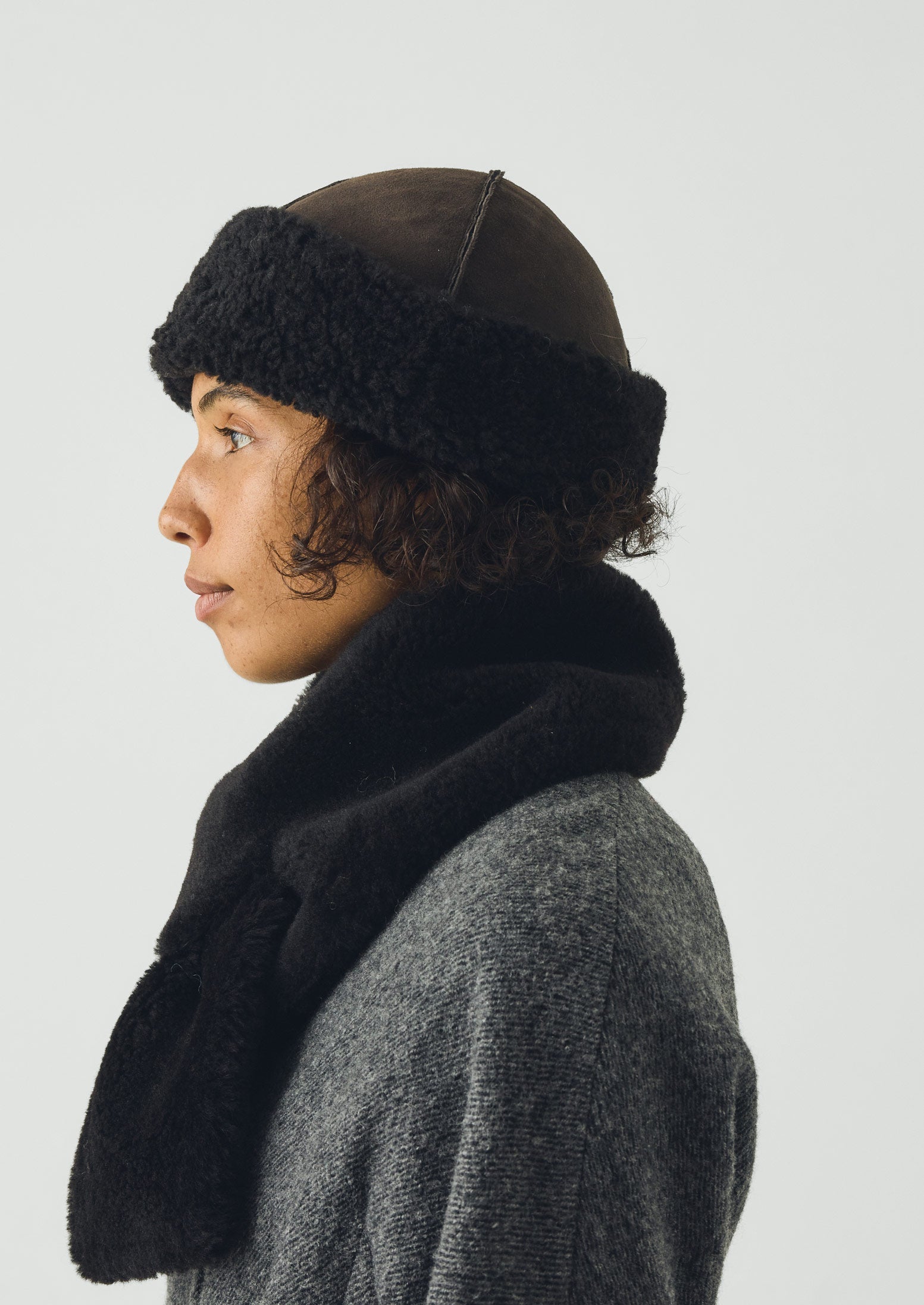 Owen Barry Sheepskin Hat | Dark Brown | TOAST