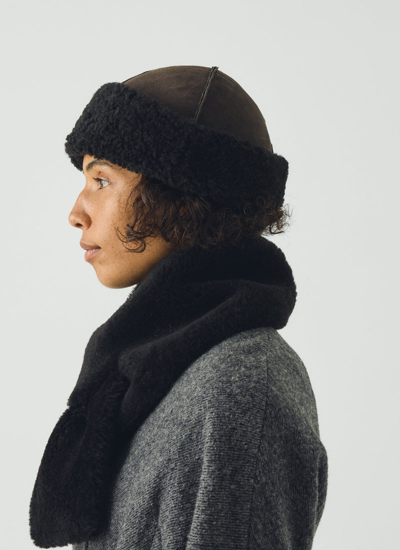 Owen Barry Sheepskin Hat | Dark Brown