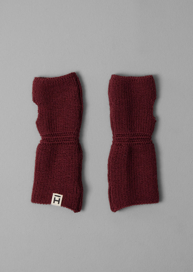 Heimat Wool Fingerless Gloves | Burgundy