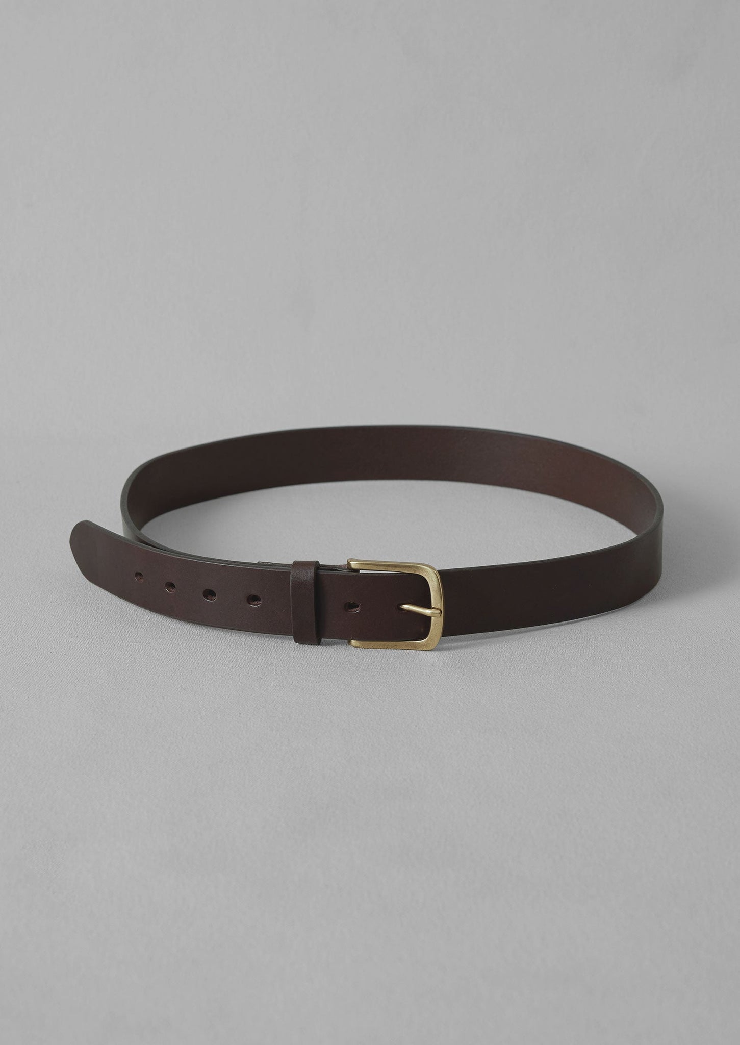 Brass Buckle Leather Belt | Dark Brown