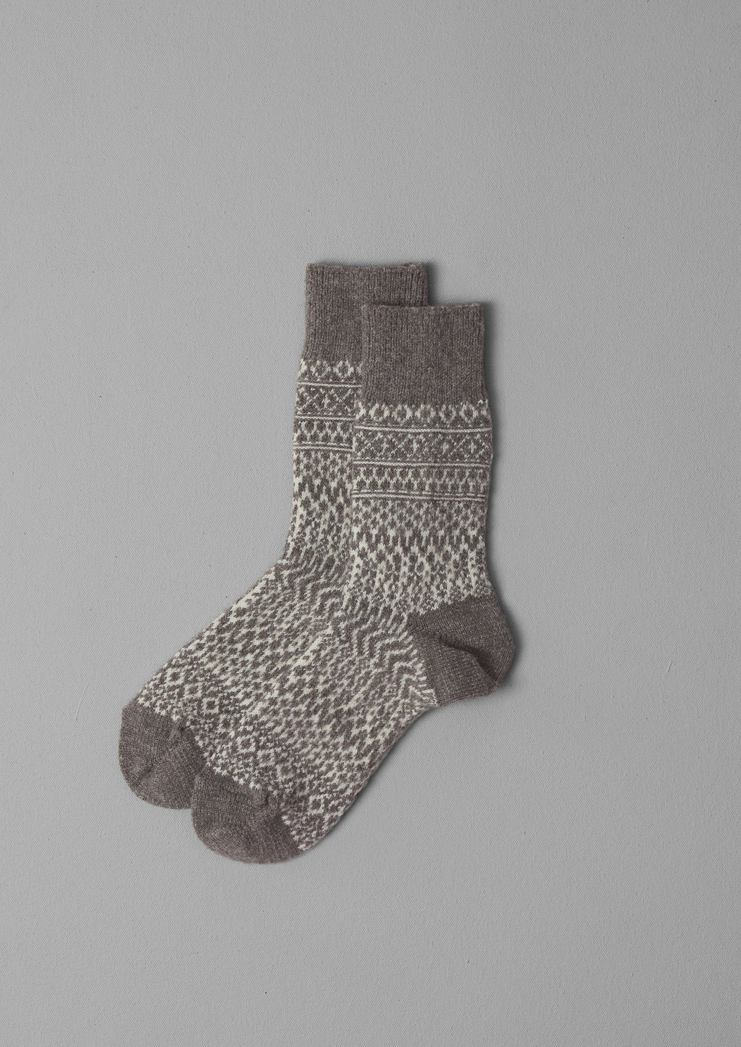 Nishiguchi Kutsushita Wool Socks | Pale Grey/Ecru