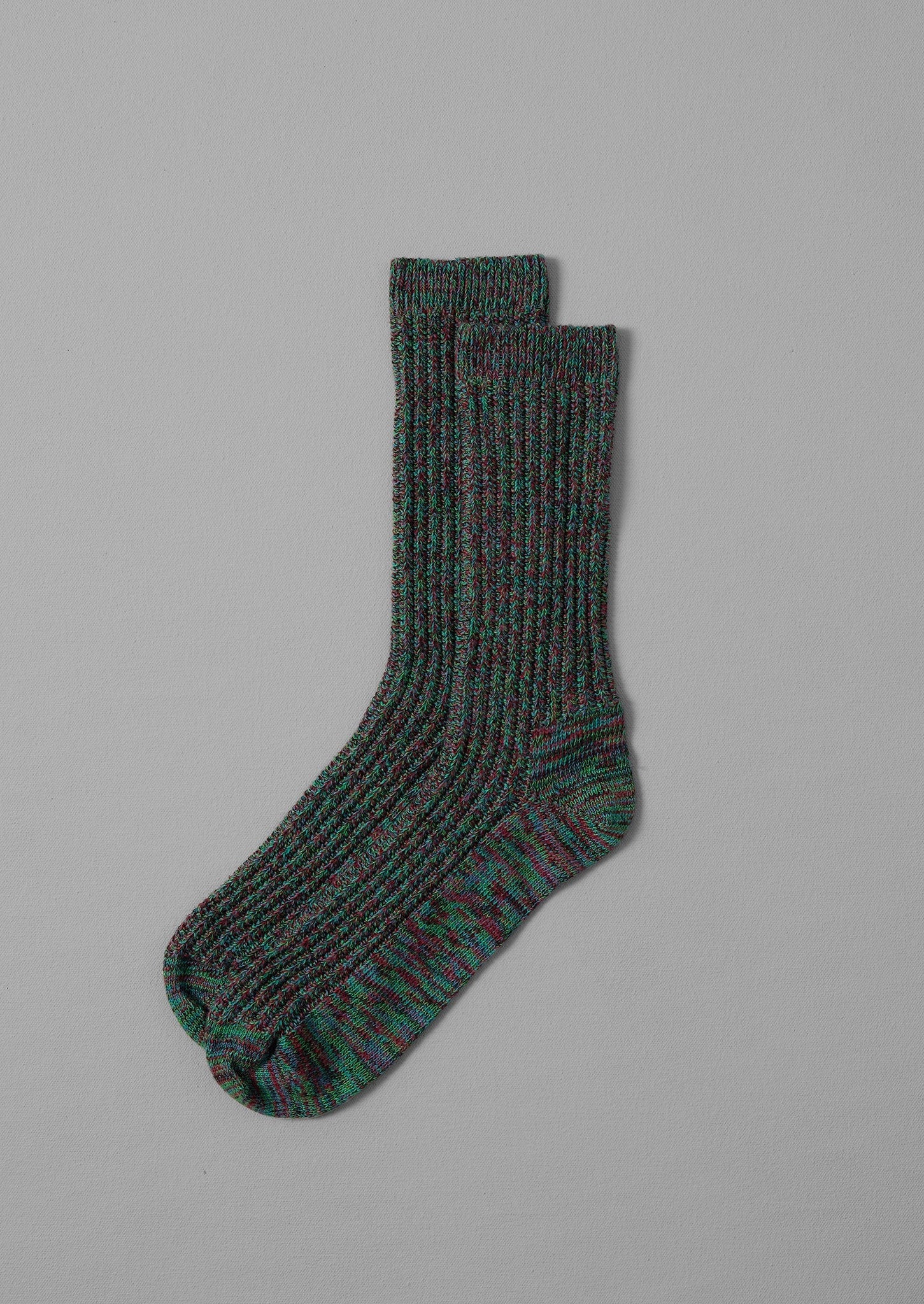 Textured Cotton Socks | Green Mix
